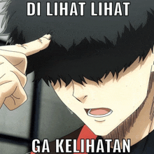 a picture of a person with the words di lihat lihat ga kelihatan
