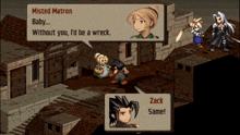 a video game scene with a character named misted matron