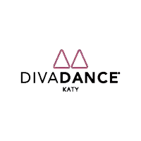 a diva dance katy logo with two pink triangles on a white background