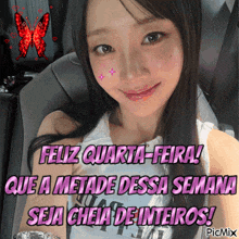 a picture of a girl with the words feliz quarta-feira