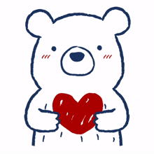 white bear heart in love shy