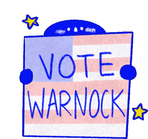 Vote Warnock Run Off Sticker - Vote Warnock Run Off Senate Race Stickers