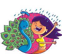 Girl Dancing In Rain With Peacock Sticker - L3india Girl Cute Stickers