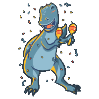 a cartoon of a dinosaur holding maracas in its hands