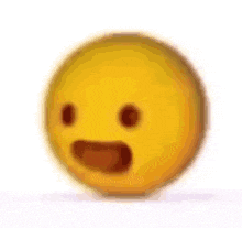 a close up of a yellow smiley face with a surprised look on its face on a white background .