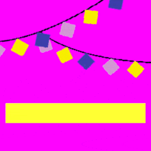 a pink background with arabic writing and a string of flags