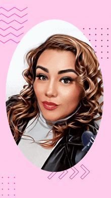 a woman with curly hair is wearing a headset and looking at the camera