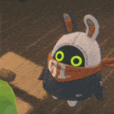 a cartoon character wearing a number 01 scarf