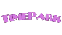 the word timepark is written in purple letters on a white background