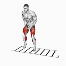 a drawing of a man jumping on a ladder