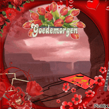 a picture with flowers and the word goedemorgen