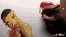 a drawing of a man in a flash costume is made by animatica