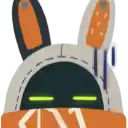 a cartoon drawing of a rabbit with a scarf around its face .