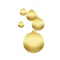 a bunch of gold christmas ornaments are hanging from a string