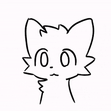 a black and white drawing of a cat with two red hearts around its head .