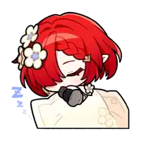 a cartoon drawing of a girl with red hair and flowers in her hair