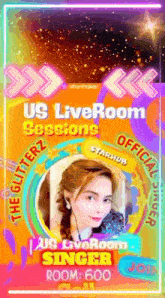 a poster for us liveroom sessions with a picture of a girl
