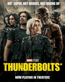 a movie poster for thunderbolts shows a group of soldiers