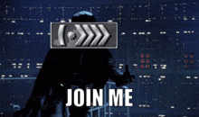 a man giving a thumbs up in front of a sign that says " join me "