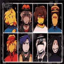 a group of cartoon characters with the word forskey on the bottom left