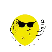 a cartoon lemon wearing sunglasses and giving a thumbs up says cool