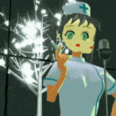 a cartoon nurse with a cross on her hat
