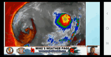 a screenshot of mike 's weather page shows a hurricane