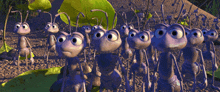 a group of cartoon ants are standing next to each other on the ground