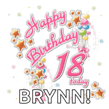 a birthday card for brynn with balloons and stars