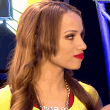 a close up of a woman 's face with the hashtag #thenextbig thing visible