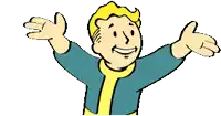 a cartoon character with his arms outstretched and a smile on his face