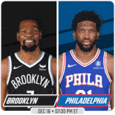 the brooklyn nets and the philadelphia 76ers are playing on dec 16 at 7:30 pm et