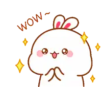 a cartoon of a rabbit with the word wow written above it