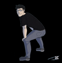 a drawing of a man kneeling down with a green background and the words zip cut on the bottom