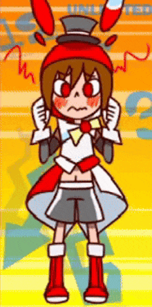 a cartoon character wearing a top hat and gloves