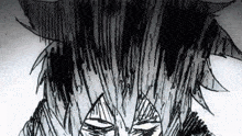 a black and white drawing of a person 's face with a horn coming out of it .