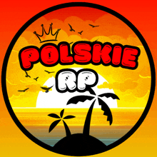 a logo for polska rp with a palm tree and birds