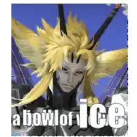 a picture of a cartoon character with the words a bowl of ice