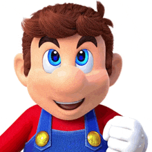 a close up of a mario cartoon character