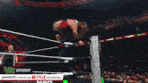 a wrestling ring with peacock in the us and netflix internationally on the bottom