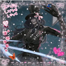 a picture of a man in a top hat with the words love i love love on the bottom