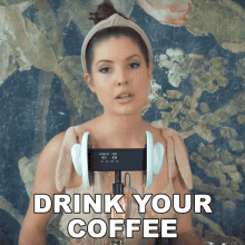 Drink Your Coffee Amanda Cerny GIF - Drink Your Coffee Amanda Cerny Asmr GIFs