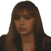 a woman with long hair and bangs is wearing a necklace