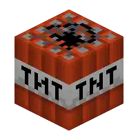 a minecraft block with the word tnt written on it