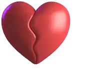 a red heart split in half with a white line between them
