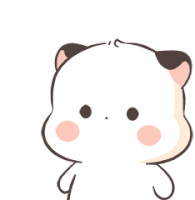 a cartoon drawing of a white cat with pink cheeks