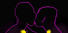 a drawing of two people kissing with a yellow light coming out of their mouths