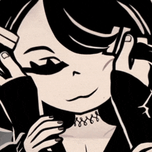 a black and white drawing of a girl with a choker that says 8888