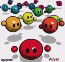a bunch of colorful smiley faces with the name aliyas on the bottom right
