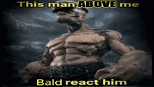 a picture of popeye with a caption that says this man above me bald react him